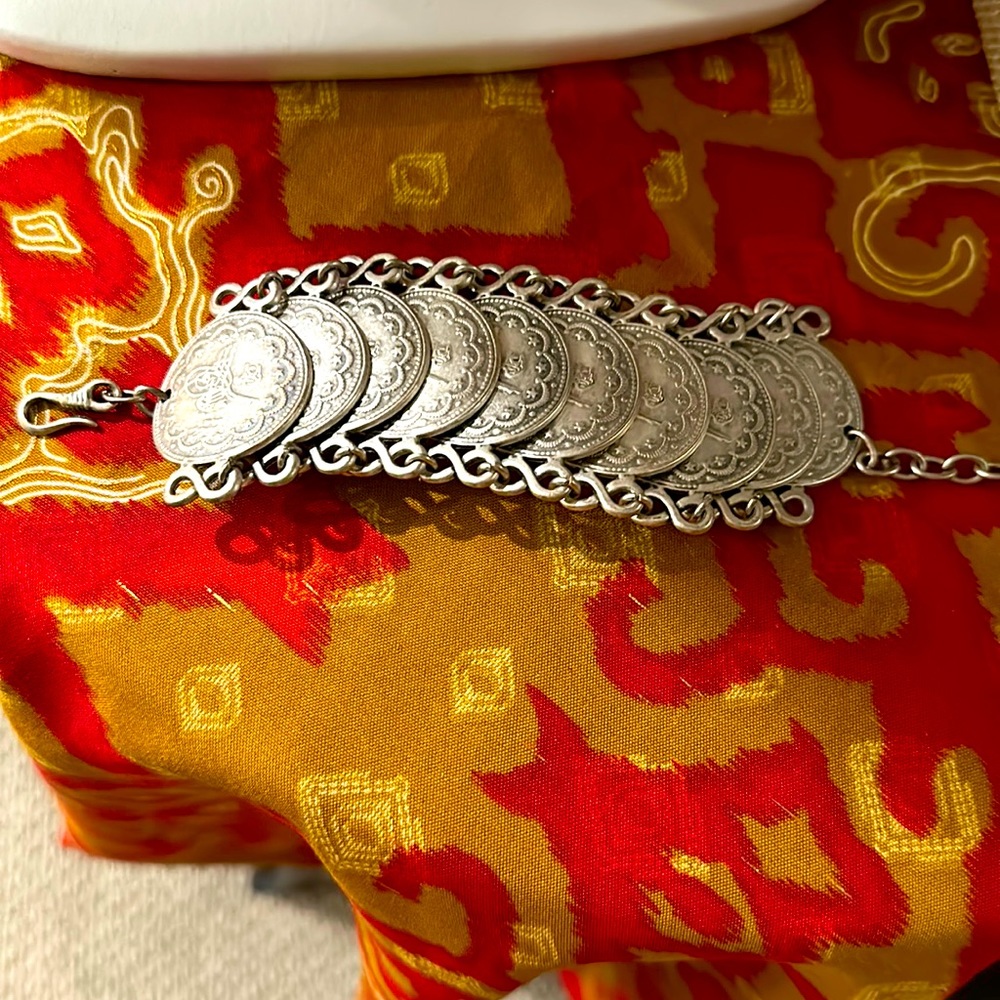 Boho Pewter coin bracelet